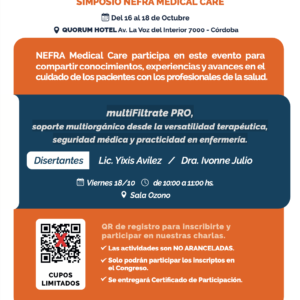 Simposio NEFRA: multiFiltrate PRO, soporte multiorgánico desde la versatilidad terapéutica, seguridad médica y practicidad en enfermería. (Sin Cargo)