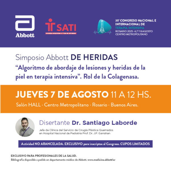 Simposio ABBOT: DE HERIDAS "Algoritmo de abordaje de lesiones y heridas de la piel en terapia intensiva". Rol de la Colagenasa.. (Sin Cargo)