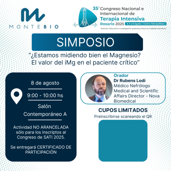 Simposio MONTEBIO: ¿Estamos midiendo bien el Magnesio? El valor del iMg en el paciente crítico" (Sin Cargo)
